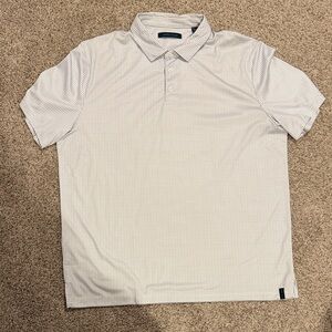 Perry Ellis Men's White Micro-Print Polo Shirt